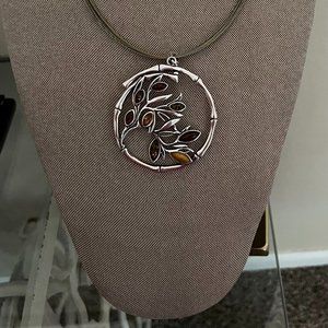 Tree of Life Baltic Amber necklace -ng multicolored genuine stones